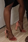 These shoes fit perfectly. Wore these on Valentine's Day. We had to walk about a block up hill and the shoes did not hurt at all. No pain all night. Also had to walk down hill about a block. Again, no pain at all. The shoes are so soft and pretty. Fit perfectly on my foot. Very happy with my purchase. - Brittany A.