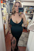 This is an amazing dress! I do need to tighten the straps a little bit, they are not adjustable, so I get a little extra lift and coverage. Such a thick material, no bras or undergarments are needed unless you need to do some shaping on the tummy or butt. Drags the ground on me... But with a heel. It's fine. The slit looks and feels best when parted on the left leg. - Sonia S.
