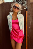 I love this dress the color is amazing and it fits very well has some stretch - Julie H.