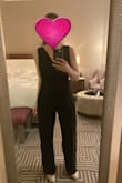 This is my new go-to outfit! Wore it to a wedding this past weekend and got so many compliments and it was truly like wearing pajamas, but felt so fancy!!! Love the pockets and the lace back. Every time I un-zipped it I was very careful per the other reviews so I didn't have any issues, but can see how a zipper may break especially at the narrow waist part if you are hasty. It's lined as well which gives it a good hang weight.
I took it to a tailor to have the top taken up and shortened the torso rather than hemmed and it's perfect now with a small heel, and also falls more to my natural waist AND less boob exposure. Totally worth the $10 adjustment and this is something I can see myself wearing a lot. - Rachel B.