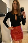 LOVED this skirt. Fit true to size. Good material. Wore it to a Carrie Underwood concert with a black bodysuit and got tons of compliments on it! - Kaila P.