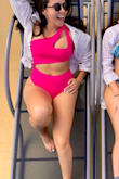 This has to be my favorite bathing suit ever. The color is beautiful and the cut is perfect. It accentuates all the right places and fits so comfortably. I wore it with white shorts to the pool and it looked like a really cute top too. - Melissa C.