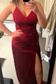 I got this dress for a formal and got tons of compliments! I'm normally between a small and a medium and ended up ordering a medium because they were out of the small. It fit nicely and was very flattering and comfortable! It was a little long (I'm 5'4) but worked well with high heels. The adjustable straps were a nice touch and the material looked high quality. I don't really understand some of the negative reviews about the color because the color was just slightly darker than the photos (more of a wine than a bright red) and I thought it was prettier than the photos! - Pamela G.