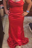 Beautiful dress the color is exactly like the picture material has some stretch, it was hard for me to close the back but it does fit lol - Isela V.