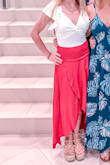 I love this skirt! I have it in green also. I did have to have the back of it altered because it was a little long on me, but I am 5 foot one inch.  It looks great with a bodysuit. I got lots of compliments! - Jaime H.