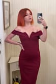 Title says it all. Felt self conscious bc I've gained some weight and historically haven't felt good in a bodycon dress, but i felt AMAZING in this. It was really comfy and soft, flattering at every angle, and the perfect cut/length. The lighting was kind of inconsistent in these pics but it's a very fuschia/magenta IRL. Bottom line GET THIS DRESS!!! - Delaney T.