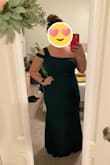 I ordered this dress as an option for a black tie optional wedding. Really pretty dress and very figure flattering for being petite and curvy. fabric is thick and has a lot of stretch. i chose to keep a different style but will keep this dress in mind for future events! I had ordered this in dark green in a L and black in XL and while both fit I was more comfortable in the XL. Would have needed to be hemmed. - Becky B.