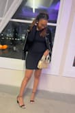 The dress is a perfect little black dress for a cold Winter occasion. The dress was not too short or too tight. It stretches. Perfect for any occasion. The first time I tried it on, I thought "Yes, this is the perfect dress". I would buy another dress like this in a different color - Jennifer R.