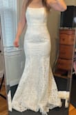 This dress is so gorgeous! I'm super short so the dress was a little long even in 3 inch heels. It was a little tight on my hips since I'm pear shaped but the adjustable back was perfect. This may not be the one I choose, but it's so gorgeous I definitely recommend! - Sarah S.