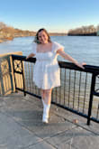 I got married in this dress recently and felt so beautiful. It was a very fun dress that fit my personality. I loved the textured look of the flowers. It fit great and even with my bigger bust I didn't need a bra because the style provided natural support. - Valarie C.