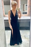 This dress is gorgeous and fits me perfectly. I was very comfortable in it and received tons of compliments. The fabric is high quality and it looked stunning. I had to have about 3 inches hemmed off the bottom and wore it with heels. Overall, I couldn't be happier with it! - Brittany D.