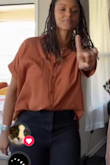 I love this shirt and I remember when I bought it I wanted it to look slouchy like on the model, but when I received it, it was a different type of fit, not slouchy at all. But beautiful nevertheless:) I wore this shirt to church or to brunch in the fall time. - Renee A.