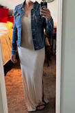 Beautiful dress. Originally bought in a small, was hoping the medium would be less clingy but it is still very form fitting in the medium. Its about an inch too long for me, Im 54 and it drags on the ground slightly when I wear flat sandals.
Soft material & love the slits on both sides. - Kristy W.