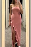 This is the perfect dress for every occasion. it is flattering and the slit is perfectly placed. It has a great silicone band so it doesnt slide at all. Touches right to the ground but a little short with heels on. Overall in love with it!! - Paige M.