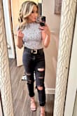 This top can be dressed up or down and is very soft. I can sometimes do an xs in Lulus but I think it would have been too small so don't size down. This entire outfit in my picture is from Lulus! - Joanna F.