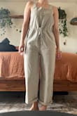 These overalls are so cute and lightweight. They're not exactly flattering but the cinched waist helps them look less boxy and just slightly fitted. I'm only 5' so I had to cuff them twice to get them to ankle height, I wish they came in a petite size for a shorter inseam. The fabric is super soft and isn't see-through. The only thing that I'm worried about is the longevity of the two button holes, the quality isn't very good, and comes frayed. - Allie L.