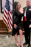 I got so many compliments on this dress! The unique cut and beautiful fabric really flattered my figure. I'm a little on the taller side so skirt length is always a concern but this dress was the perfect length, even with heels on it still looked very classy. It was comfortable in how it fit & although sequins can be itchy sometimes the lining of the dress eliminated that & it was super soft & comfortable all night. The cut & fabric made this the perfect dress to wear for an evening out in March- where it's still cold but quite winter anymore but definitely not warm enough to wear a sleeveless dress. 10/10 recommend! - Sally H.
