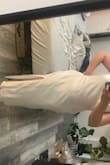 This dress is really pretty and has the potential to be so elegant. the fit is great, but there is a weird amount of fabric in the hips. You can see the they tried making it a kim k shaped dress, so where the hip starts the fabric sticks out in a boxy way. - Nycole G.