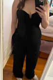 I'm 5'2" and it's hard finding dresses with the right proportions for me, let alone jumpsuits or rompers. The torsos are never right, and the length of legs/inseams is never right either. I was so surprised that this fits me perfectly! I also have a bit of a belly, which usually peaks through in anything without a defined waist like this, but you wouldn't even know it's there when I'm wearing this! I'm excited to wear this as a wedding guest (I know blacks not ideal at a wedding, especially summer, but it's too cute and I don't think anybody will mind much) - Claire S.