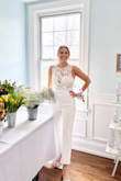 I had a dress but 2 weeks before my bridal shower, I decided I wanted to try out some jumpsuits. Really happy I did - the length was perfect/fitted well and I liked the stretchy, straight leg which was really comfortable too. The top was a fun detail and with the padding, I didn't need to wear a bra (although could see others wanting extra support). Would definitely recommend! - Kaitlyn K.