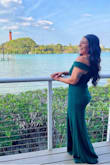 This dress was everything! Everyone loved it and the color is very popular right now. I did wear spanks to keep everything smooth looking and I didn't get it hemmed, just wore 5-inch heels, I went off the reviews to order my size! - Angie E.