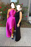 This is such a beautiful dress.  Got lots of compliments.  I was afraid it ran small so I ordered the medium.  It was a bit smaller in the waist and a bit bigger in the straps but overall a great fit. Medium was great for me. Did have to have it taken up in length only because I am 5'3". - Stacie T.