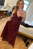 This dress was perfect. It has adjustable straps, you don't have to wear a bra. I wore it for a black tie wedding and it was perfect! I had to get it hemmed a bit but with the shoes, I also got from Lulus it was a perfect winter wedding dress!! - Priscilla W.