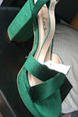 The shoes are really comfortable, even for someone like me who never wears high heels!
I was a bit surprised by the color, they are lighter and greener than in the picture. 
The photo that I upload is true to the real color - Astrid M.