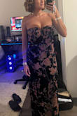 Pretty dress. I should have ordered a small instead. It's a little loose so I would need to take it in or it'll fall all night and it's loose on the body. Think small it would have fit perfect - Maritza S.