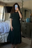 I love this dress but don't like the slip under lol. It's too short and sits on a weird spot. The dress itself is gorgeous and I love the color and fit! The texture is also unique and I find that this dress would be great for autumn/winter events. - Ashley D.