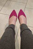 These shoes are super cute and pretty comfortable! I have small feet and typically wear a 5 1/2. While they are a little narrow, for me, a 6 would be too big. - Venessa
