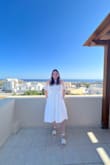 I ordered this dress for my honeymoon in Greece. The fabric is a bit stiff and heavier than I expected, and there were gaps in between the buttons in the bust area even though I don't have a very large chest. I wasn't even wearing a bra.  I ended up sewing in hidden snaps in between the first three buttons so that I could keep it and wear it. - Becky D.