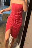 First off, the velvet is absolutely stunning!! I was pleasantly surprised by how comfortable this dress is! Secondly, the color of this dress is gorgeous! Lastly, due to reviews, I ordered this dress in a medium but it was a little too big. So, I exchanged it for a small! Personally, I think the small looks much better and makes me feel more confident! In the picture is me in the size small! - Kenley E.
