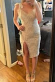Love this! Bought this dress for my rehearsal dinner and it's perfect. I'm tall so I was worried the slit would come up high but honestly I feel fine with the length. Love that the straps are adjustable so you can tie them as tight or loose as you please. Definitely recommend! - Carrie H.