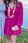 My daughter bought this to wear to her beach themed cotillion dance. It was a great fit& it plunged a little too much for a 14 yo, but was easily fixed with a safety pin.  It was a soft fabric. Highly recommend. - Bethany D.