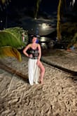 Loved walking on the beach in these. I felt so glamorous. And let me tell you, they are great for dancing. They're just a tiny bit long but I love them regardless:) - Merikayt P.