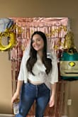 This shirt has been a stable in my wardrobe! It worked perfectly for my bachelorette but I've also worn it many times with jeans, skirts, etc. Love the flowy sleeves. Elastic waist can be a little tight at times but not uncomfortable. - Julie M.