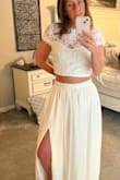 It's beautiful and great quality. It is loose on me up top, I ordered a Medium, and my bust is 34B so I plan on having some alterations as well as taking a little bit off the skirt. This dress will be perfect for my beach wedding. - Brooke S.