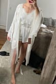 Definitely a little cheeky in the back since it goes up shorter on the sides but I am wearing with a robe for my wedding day so it works! - Andrea F.