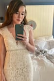 This was a perfect dress for a quick elopement! I'm 5'4 and around 119 pounds. I wear a 27 pant and small shirt. I have a very small chest and bigger hips. The XS was perfect for me! No alterations necessary.
I felt so beautiful on my big day! - Jaycee R.
