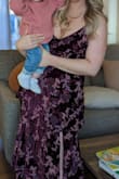 This dress fit great! I wore 2.5" heels and it looked amazing on! :) Comfy and beautiful. - Haley C.