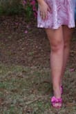 SO pink and sparkly and shiny! just like the picture! comfortable and not too tall! - Emily C.