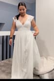 I love the dress! I just have to cut a few loose strings and probably wear white/tan under since it's a bit see-through. But for the price (and me only wearing it for 2 hours) I think it's worth it! Definitely will have to hem a few inches off the bottom even with heels, but that's nothing new to me. Slit is there- but I had my work pants on under for these so I didn't add. - Jamecia N.