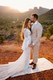 Wow. Wow. WOW! I truly couldn't love this dress more! This was my original dream elopement dress, but I was so hesitant to buy online. If you're on the fence you won't be disappointed! I ordered the dress a week before our elopement and it got here in two days. I did have a friend sew the underneath lining to the dress, but everything fit perfectly and it was easy to move in! We eloped at sunrise in Sedona AZ and this dress made it even more magical. We walked the town afterward and I got compliments on the dress at every turn. If you want to feel like a vintage boho goddess this is your dress! - Angela A.