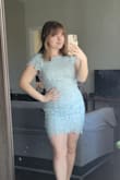 I really love this dress - I love the color and design and it mostly fits me perfectly, but it is absolutely made for someone taller than me. I have quite a bit of room in the shoulder area so I have to stand as tall as I can to keep it from bunching up and sagging at the top. - Nicole G.