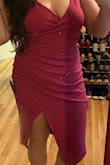 5'4", 185# The dress fits great, I used the fit guide. Great material, very impressed with this purchase! - Regina J.