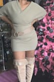You can wear it off the shoulders or on...either way it's more than worth it, you'll totally love it...great material, the belt fell off somewhere in my closet so I had to switch it up and add a different belt - Francine E.