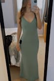 Really like this dress from the colour to the fit. I had to have it hemmed, which I anticipated when purchasing. The bust is a bit large for me but the dress is form fitting elsewhere. - Carinna M.
