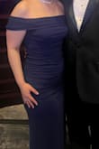 This dress fit me snug but comfortably. I probably could have even gone a size up but I was worried about the middle being too loose. I'm nearly flat chested but bottom heavy (big bum and thighs). Length was good with 2-3in heels, didn't drag on the ground. Got a lot of compliments. - Shawna J.