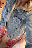 I'm obsessed with this Jean jacket! It fits perfectly & already feels like it's been broken into to. The length is great and it's not too heavy. I ordered the medium and it's a perfect fit. Buy this now! You won't regret it - Jennifer R.